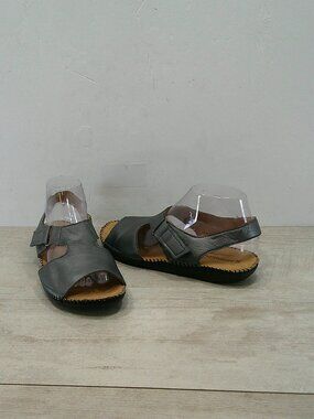 Naturalizer Scout II Pewter Leather Casual Comfort Open Toe Sandals SZ 8W Wide